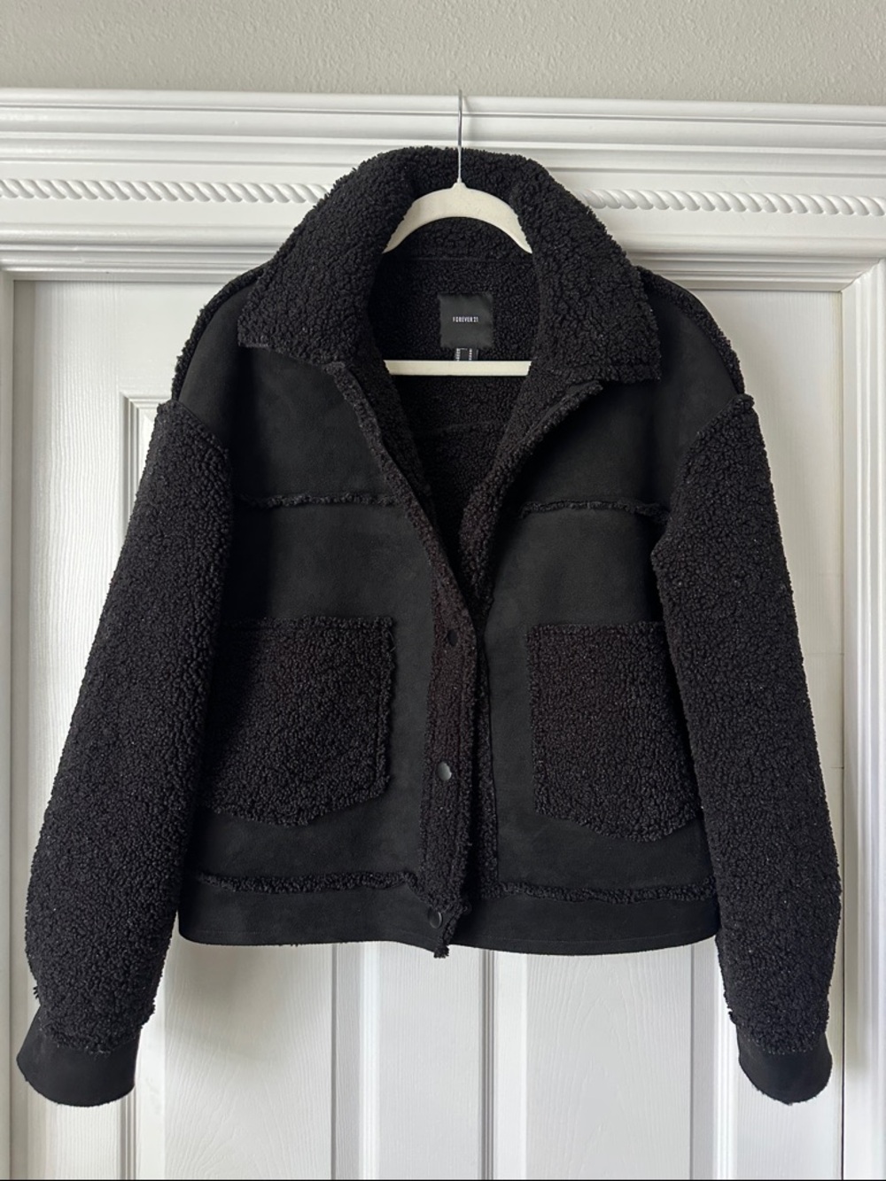 Forever 21 Black Teddy Sherpa Jacket
